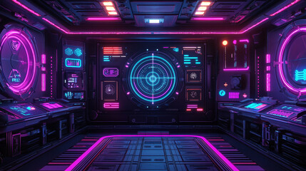 Obraz premium Futuristic classroom designed for emotional intelligence training with humanoid robots