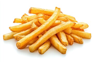 enticing mound of golden french fries a delightful indulgence on pristine backdrop alluring food photography