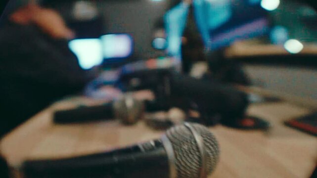 Music studio rapper making beats andf playing violin