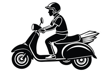 People Ride Scooter black Silhouette