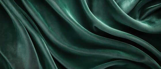 Obraz premium Luxurious emerald velvet fabric with elegant folds and soft texture creating a rich and inviting backdrop for design projects and creative endeavors
