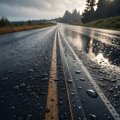 Wet asphalt texture - close up
