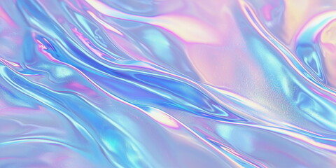 Abstract sky blue background. Holographic PU leather, pleats