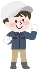 外で作業をする男性