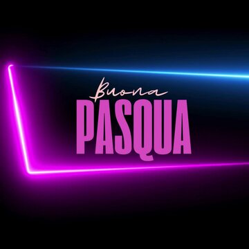 modern neon pink, blue & black bouna pasqua italian greeting card as a trendy, minimalistic motion