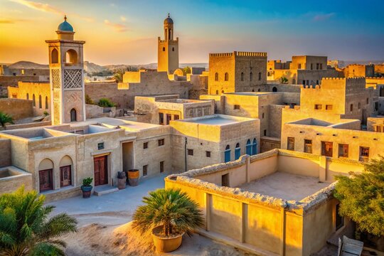 Ras Brouq Reserve, Zekreet, Qatar: Traditional Arabic Village Architecture, High Depth of Field