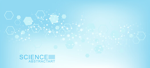 Modern health care abstract background with lines, dots and hexagons. Medical innovation banner template concept. Vector illustration.