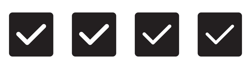 accept checkmark icons tick box checked. Approve symbol. Check mark icon button set. Correct vote choise isolated symbol. Check mark icon. Check mark vector icon. Black tick mark icon vector set. 