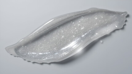 Cream gel gray transparent cosmetic sample texture with bubbles gray background