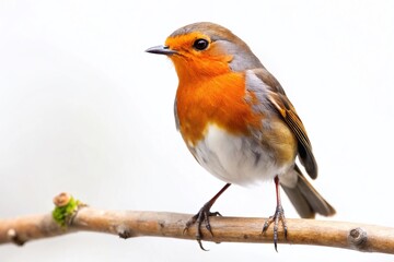 Fototapeta premium Red Robin Bird on White Background - High-Resolution Stock Photo