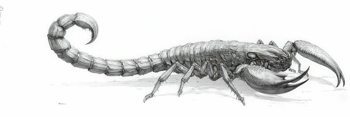 Obraz premium Powerful armored scorpion detailed drawing