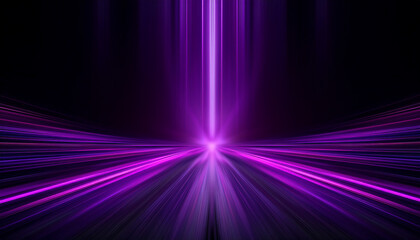 Neon purple speed rays on the dark asphalt, velocity light neon purple pink flow, zoom in motion effect, purple glow speed lines, colorful light trails, stripes on black background.