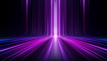Neon purple speed rays on the dark asphalt, velocity light neon purple pink flow, zoom in motion effect, purple glow speed lines, colorful light trails, stripes on black background.