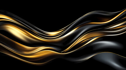 Black and Gold Abstract Lines on Dark Background
