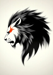 Obraz premium Lion with red eyes and a black mane. The lion is angry and ready to attack