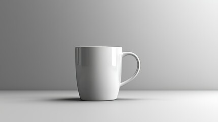 Obraz premium A plain white ceramic mug sits on a reflective surface