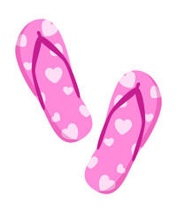 Pink sandal flip flop summer footwear heart pattern cartoon illustration
