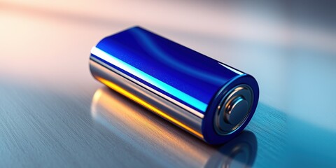 Deep Blue Battery with Gold Accents on Wood