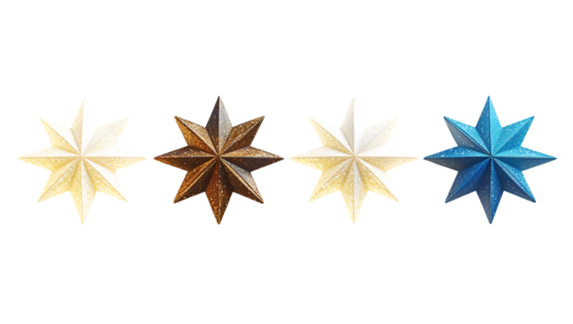 Five Star Rating System PNG Simple Graphic with Flat Icons and Metallic Star Shapes in a Professional Customer Review and Feedback Visualization Design
