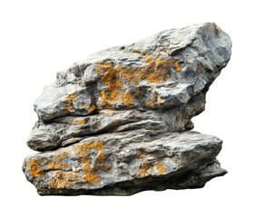 Lichen-covered rock nature isolated on transparent background png