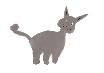 A cat drawn by a child. Illustration. Isolated on white background