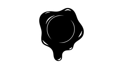 Wax seal symbol, black isolated silhouette