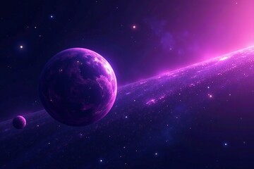 Obraz premium Abstract digital artwork of purple planet floating in space, colorful, unknown, asteroid