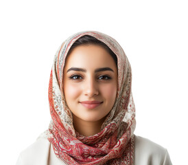Cultural portrait of woman in hijab isolated on transparent background png