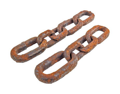 Rusty chains on still life isolated on transparent background png