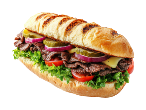 Delicious roast beef sandwich deli food culinary isolated on transparent background png