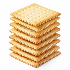 Stack of Crispy Golden Square Crackers Delicious Buttery Biscuits Snack Food