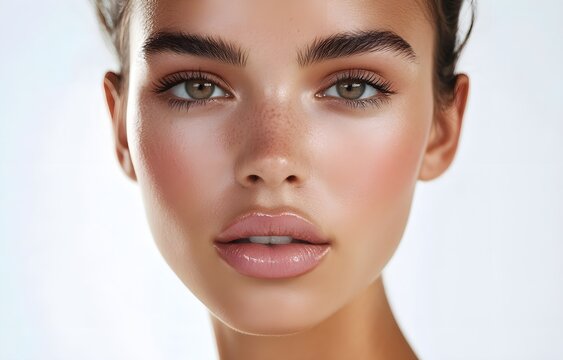 Graphic layouts for beauty advertising featuring a model with vibrant makeup effects, face powder cosmetics advertising, Generative AI