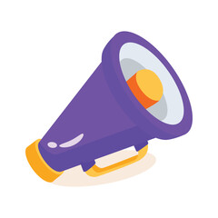 A handy icon of party megaphone designed in 3d style