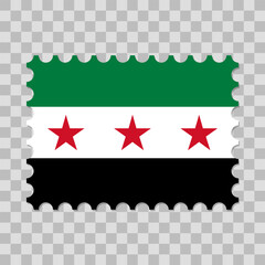 Syrian flag postage stamp. Postage stamp with the flag of Syria on it. Vector stamp with shadow underneath