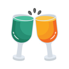 A customizable 3d style icon of wine toast celebration
