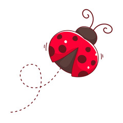Cute battle lady bug cartoon character. Kawaii animal hand drawn style concept design. Vector art mascot logo icon illustration