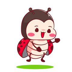 Fototapeta premium Cute battle lady bug cartoon character. Kawaii animal hand drawn style concept design. Vector art mascot logo icon illustration