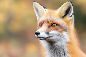 Majestic fox portrait with vibrant fur and intense gaze against
