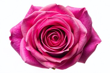 Shocking Pink Rose Top View, Isolated White Background, Clipping Path, PNG