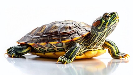 Obraz premium Side View of a Turtle with Spread Legs - Reptile Wildlife Stock Photo