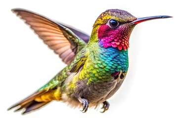 Obraz premium Realistic hummingbird prey mockup, close-up view, macro.
