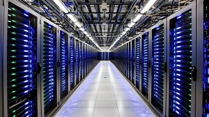 Obraz premium Server racks, data center, technology, infrastructure, futuristic