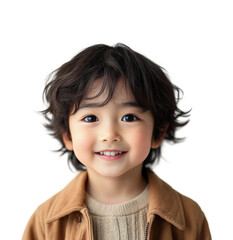 Cheerful young boy portrait isolated on transparent background png