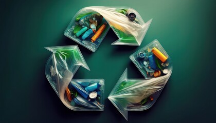 This vibrant illustration highlights recycling and waste sorting for Earth Day.
