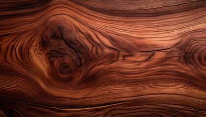 A high-resolution close-up of a wooden texture showcasing intricate patterns, natural knots, and rich brown tones. Perfect background for design, crafting projects, or conveying rustic aesthetics