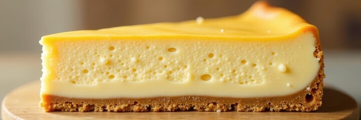Creamy cheesecake surface, graham cracker crust detail, graham cracker base, cream, sweet treat