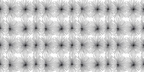 Fototapeta premium Unique seamless pattern featuring radial lines radiating from central points in monochrome design. pattern graph