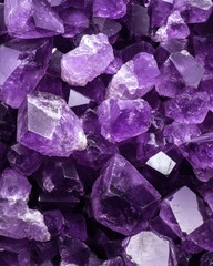 Fototapeta premium Captivating Amethyst Cluster Displaying Rich Purple Hues and Crystalline Structure in a Close Up Shot