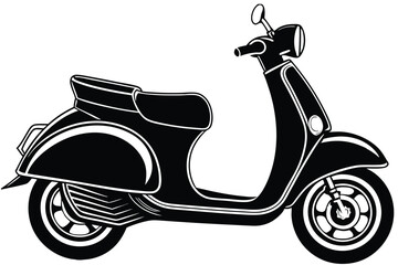scooter black silhouette vector white background