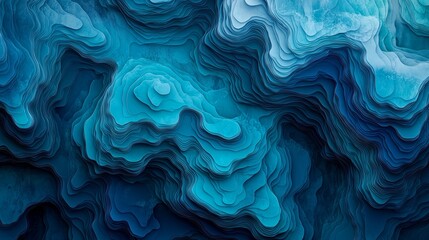 Obraz premium Deep Ocean Mapping. An abstract topo map with contour lines in deep shades of blue and turquoise, mimicking the underwater terrain of the ocean floor.